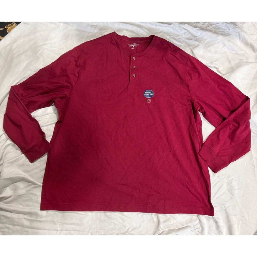 Saddlebred Mens 3XLT Burgundy Red Sueded Long Sleeve Henley Shirt New